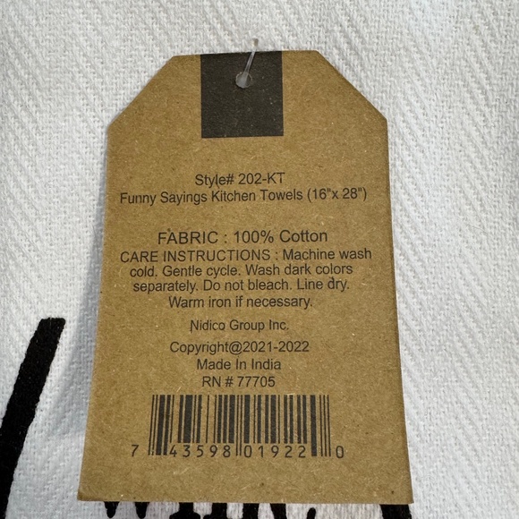 NWT Kitchen Towel “Wine Not" - Picture 3 of 3